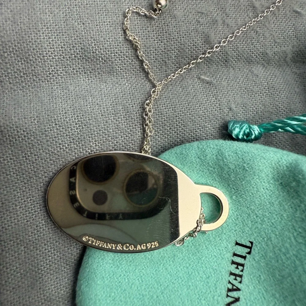 Tiffany & Co. Silver Oval Splash Pendant Necklace - Picture 2 of 6